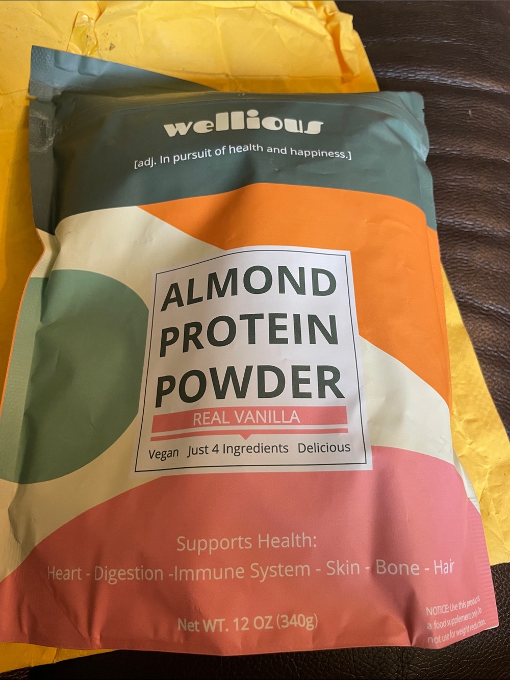 Wellious almond protein powder 12 oz